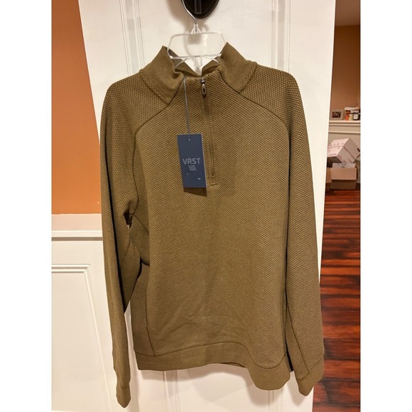 New VRST Mens Quarter Zip Pullover Textured Brown Mock Neck Long Sleeve Top $78 - Picture 11 of 12